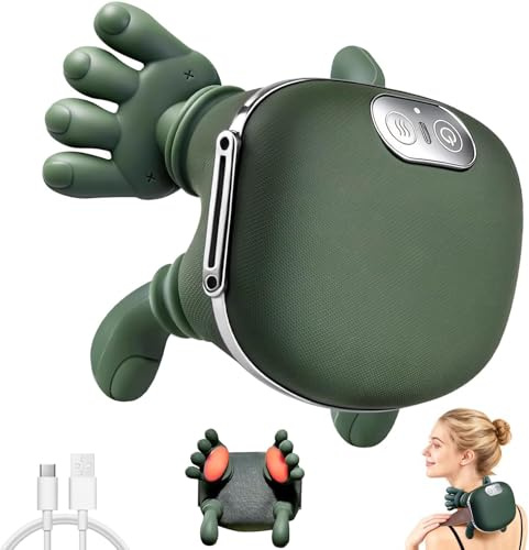 4D Bionische Hand Nackenmassagegerät, Massagegerät Nacken mit 3 Stufen und 2 Temperaturstufen Wärme für Rücken und Nacken, Tragbares Nacke-n und Schulter Shiatsu Massagegerät für Zuhause, Büro & Reise