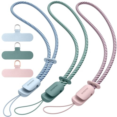 SURPHY 3 Cordón Ajustable Móvil, Correa Muñeca Antirrobo Parche Resistente | Set de Correas de Muñeca con Parche Resistente, Diseño Antirrobo Compatible con Móviles, Cámaras y Dispositivos USB