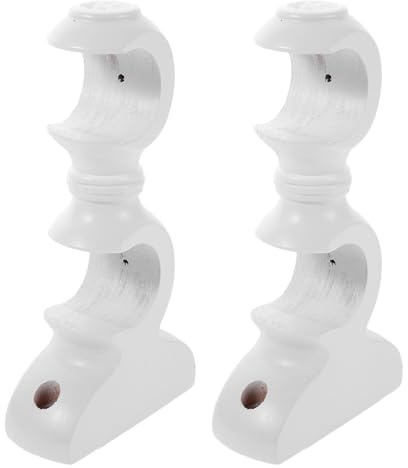 Kichvoe Soportes Dobles Color Blanco 2 Piezas para Barra de Cortina de Madera Evitan Deslizamiento y Caída, Ideales para Sala y Hogar