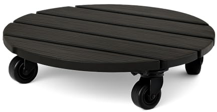 Plastard Pflanzenroller ⌀ 45 cm – Robuster Pflanzenroller aus WPC mit 360° Gummirädern, 2 Rädern zum Feststellen, UV-beständig & wetterfest, Tragkraft 120 kg ideal für Blumentöpfe