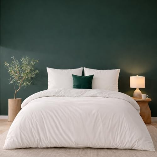 Twinzen - Bettwäsche 240x260 + 2 Kissenbezüge 65x65 cm - 100% Mikrofaser | Weiß · Bettbezug · 3 Teile · Weich · Hautfreundlich · OEKO-TEX · Reißverschluss · Pflegeleicht · Langlebig