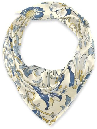 SyXIOP Gula och blå tulpaner William Morris fyrkantig hårsjal i silke 89 cm silkesscarf funky för kvinnor hår för kvällen bufanda för mujer