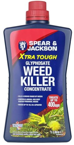 Jarder Spear and Jackson Glyphosate Weed Killer 1L - Concentrated Weed Killing Formula - Kills Weeds at the Root - Covers 400m2