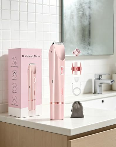 Razerly Maquinilla Mujer, Razerly Maquinilla Mujer 2 En 1, Ipx7 Impermeable Y Carga USB, Depiladora Eléctrica Diseñada Para Zonas íntimas, Axilas, Piernas Y Piel Sensible (Rosa)