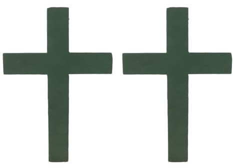 DIYEAH 2 Piezas Bloques de Espuma Floral Verde Forma de Cruz para Decoración de Tumbas, Base Absorbente de Agua y Soporte Robusto para Arreglos Funerarios y Eventos Múltiples