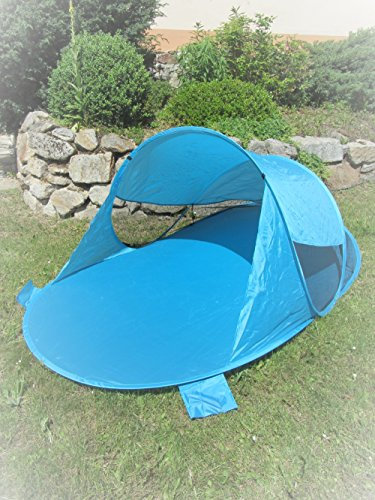 IMC Manufactoria Pop-Up Strandmuschel blau Wurf-Zelt Strand Camping Sonnen-Schutz Wind XXL Familien Kinder Baby türkis