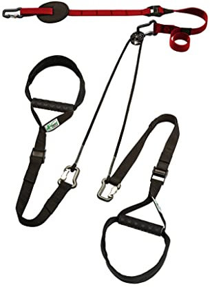 eaglefit - Premium Sling-Trainer „Exclusive“ für Zuhause inkl. Umlenkrolle, Türanker, Wand-, oder Deckenhalterung & Zubehör - Schlingentrainer Ganzkörper Gerät - Strap System Bodyweight Training (rot)