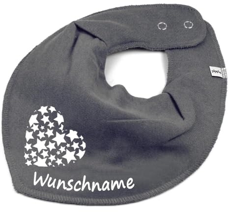 HALSTUCH mit Namen oder Text personalisiert für Baby oder Kind aus Baumwolle in Einheitsgröße Sternherz