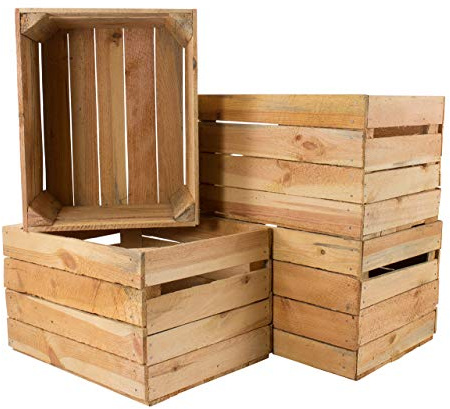 Vintage Möbel 24 GmbH 5er Set alte Holzkisten - gebrauchte Obstkisten, Weinkisten - Used Look - Für Dekoration, Aufbewahrung oder Möbelbau