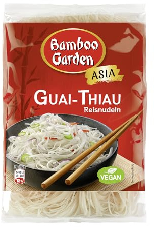 Bamboo Garden - Reisnudeln Guai Thiau | 250 g im Beutel | Schnell zubereitet in nur wenigen Minuten | Vegan, glutenfrei