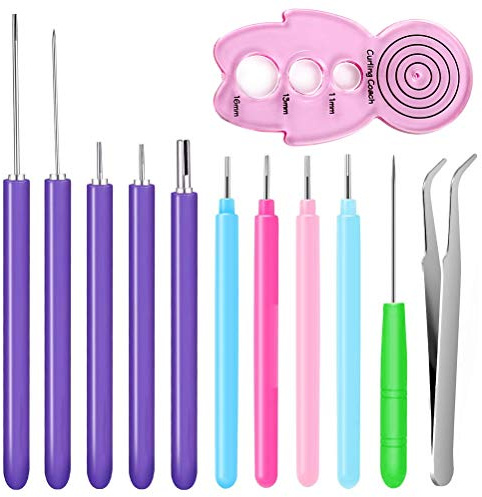 12 Pack Paper Quilling Tools Slotted Kit, Different Sizes Rolling Curling Quilling Needle Pen Paper Cardmaking Project Tools Set for Paper Flowers