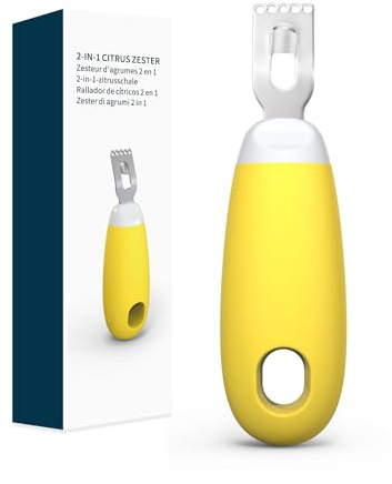 KITCHENDAO Citrus Lemon Peeler Zester Tool to Save Effort, Ultra Sharp Lemon Rind Twist Peeler Tool Bar Bartender Lime Stripper for Cocktails Kitchen, Yellow