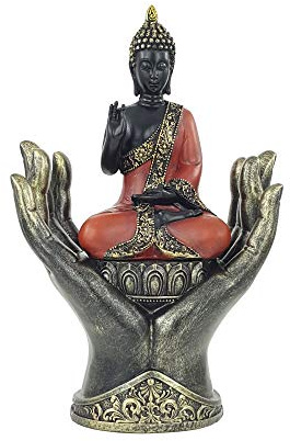 Thai Buddha Deko Figur Teelichthalter Budda Skulptur Feng Shui Statue Glück Yoga Tibet Nepal Buddismus