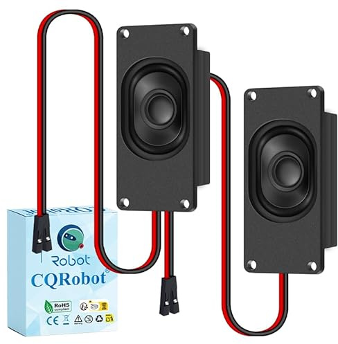 CQRobot Geschlossene Lautsprecher 3 Watt RMS 4 Ohm für Arduino 70mm×31mm | Frontabstrahlung 2,54 mm für Dupont-Anschlussdrähte rechteckig 4 Eck-Befestigungsbohrungen für Elektronik DIY 1 Paar (V2)