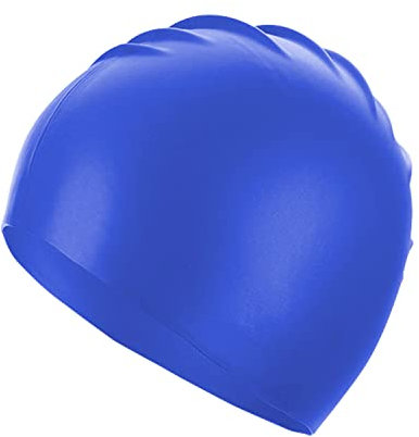 Doovid Badekappen für Damen und Herren, wasserdicht, Silikon, Ohrenschutz, langes Haar, Sonnenschutz, Seeblau