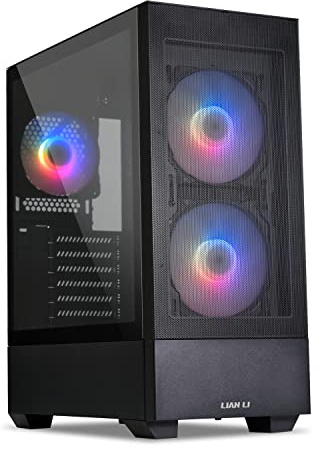 LIAN LI High Airflow ATX PC Case, RGB Gaming Computer Case, Mesh Front Panel Mid-Tower Chassis w/ 3 ARGB PWM Fans Pre-Installed, USB Type-C Port, Tempered Glass Side Panel (LANCOOL 205 MESH C, Black)