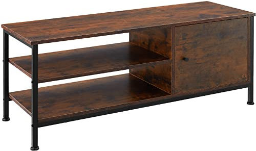 tectake® Industrial Möbel Lowboard, TV Schrank, Regal Kommode, Sideboard Wohnzimmer 110x40x45,5cm, Fernsehtisch, Möbel Schlafzimmer, TV Board (Industrial Dunkelbraun)