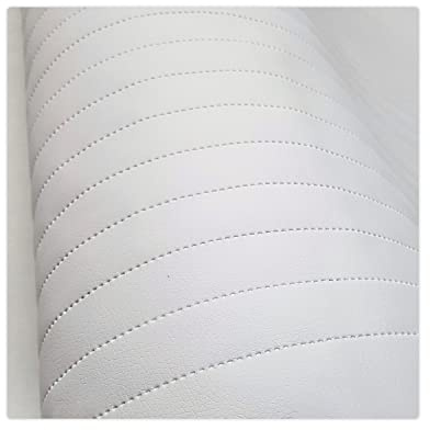 Kunstleder Meterware Stoffe zum Nähen Weiß Wasserdichte Polsterung (1 Stk- Breite: 140cm x Länge: 100cm) Polsterstoff Polster für Möbel Schuhe Handtaschen Steppung Streifen alle 2,5 cm