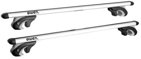 OWEN 5.0 Barres de Toit Transversales | 135 cm | Aluminium Argent | 90 kg | pour Rails Ouverts | Aérodynamique & Sécurisé | Installation Facile | Porte-Bagage Universel
