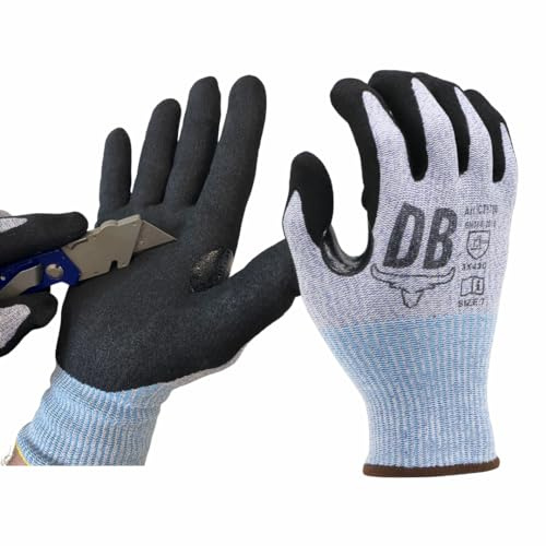 Durabull Safety Workwear or Gardening Gloves. Stretch comfort fit. Sandy Nitrile Coating, Giving a Firm, Anti Slip Grip. Reinforced/Heavy Duty Use. Cut Resistant (1,9)