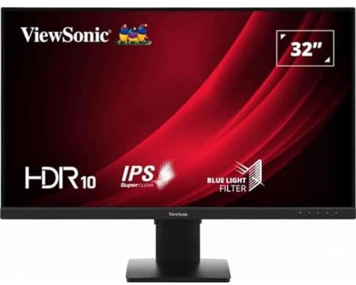 ViewSonic VG3209-4K, Monitor ergonómico IPS 60Hz de 32 Pulgadas 4K UHD (3840 x 2160) con entradas HDR10, HDMI y DisplayPort, Eye ProTech, Altavoces duales de 2 vatios