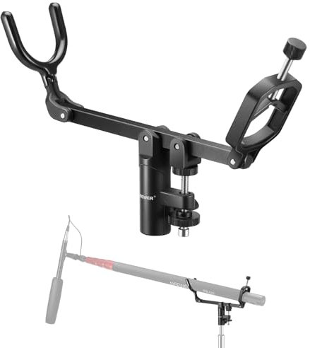 NEEWER Supporto per Asta Mic con Perno 5/8 per Braccio a C per Supporto Luce, Adattatore Antiscivolo Metallo per Montaggio di Microfoni DSLR e Shotgun, Inclinazione -15°/+30°, Max: 17,6lb/8kg,CM-NA-2