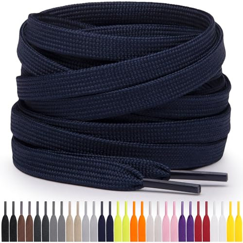 Miscly Lacci Piatti per Scarpe Sportive, Disponibili in Varie Lunghezze e Colori (Blu Navy, 137 cm)