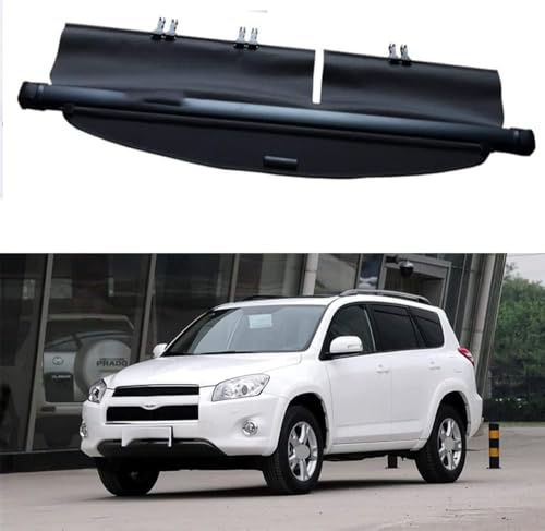 HALEUP Coche Maletero Cubierta De Carga Retráctil para Toyota RAV4 RAV-4 2006-2012, Trunk Estante de Partición Privacidad Seguridad Cargo Protectora Cubierta Trasero,A-Black