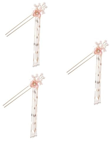FRCOLOR 3stücke Legierung Quaste Retro Haarnadel Mit Blumen-design Chinesischer Stil Haarschmuck Für Traditionelle Anlässe Für Frauen Und Braut-frisuren