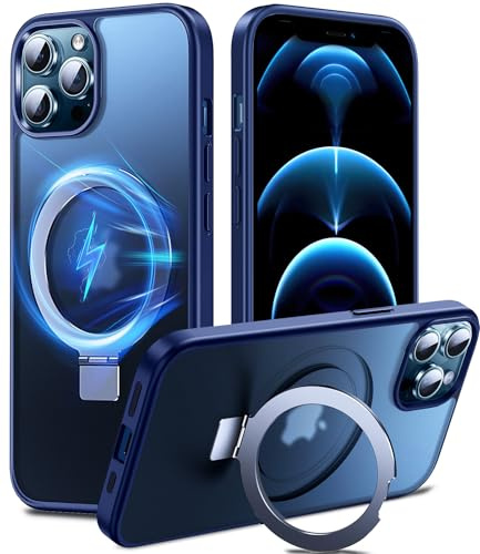 Chicfun 3-in-1 [Magnetic+KickStand+Ring Holder] Compatible with MagSafe, for iPhone 12 Pro Max Case with Stand Military Shockproof Protective Magnetic.for iPhone 12 Pro Max Case,Blue
