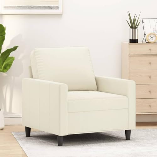 Willood Sessel Sofa Relaxsessel mit gepolstertem Sitz Armlehnen, Fernsehsessel Loungesessel mit Metallgestell, Polstersessel Ruhesessel, Creme 60 cm Samt