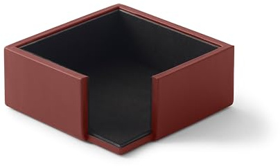 Eglooh - Minerva - Notizzettel Box Leder Bordeaux Rot - Zettelbox, Notizklotz, Zettelkasten für Schreibtisch und Büro - cm 11,2 x 11,2 x H.4,5 - Made in Italy