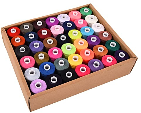 Lybunair Polyester sytråd set, 1 000 yards, 42 färger, broderispolar för hemmabruk