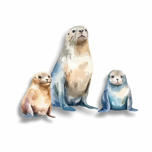 3 sigilli adesivi per decorazione da parete, segni di copertura, tazze e tazze, paraurti auto, doccia e piastrelle, WC, computer portatile e altro, adesivi in vinile con animali marini, resistenti e