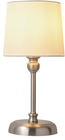 Rechargeable Cordless Table Lamp, 6000mAh Battery Operated Table Lamp Touch Bedside Lamps with Brightness Memory, LED Dimmable Bedroom Table Lamps for Living Room, Indoor -Nickel(Bulb included)