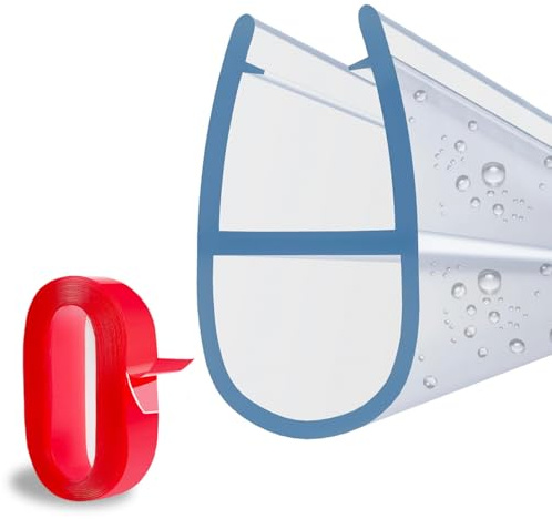 Duschdichtung 6mm | duschdichtungen für duschtüren 90cm (L) | duschtürdichtung unten Modell A | dichtung dusche glastür für 6 bis 8 mm dicke | Verstellbar | Hart-PVC | Transparentes glas farbe.
