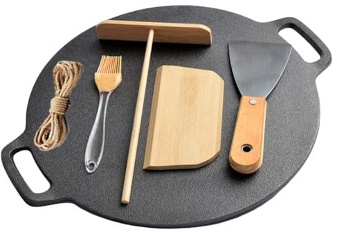 Fiorky Poêle à crêpes Poêle à crêpes Poêle en fonte antiadhésive Poêle à crêpes ronde avec poignée Poêle à barbecue pour pique-nique barbecue