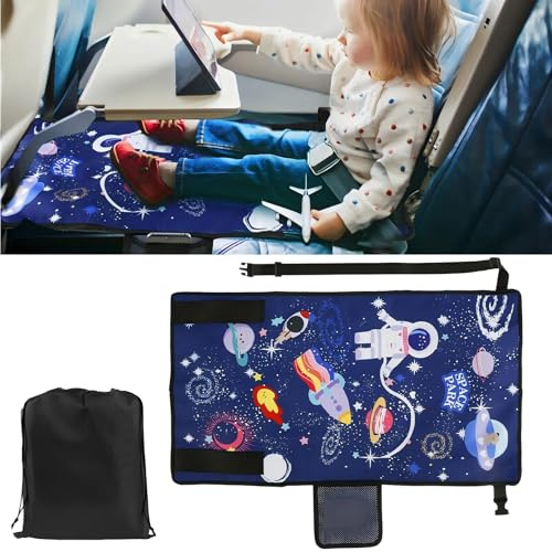 Hoquare Travel Airplane Bed for Toddler, Portable Airplane Seat Extender Pedals Bed, Footrest Hammock, Kids Travel Leg Rest Essentials (Blue)