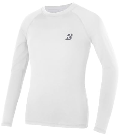 Roadbox Boy's Base Layer Tops 1-2 Pack, Kids Long Sleeve Compression Shirts | Quick Dry, Breathable, 4-Way Stretch, Flatlock Seams, For Football, Rugby, Running, Training, School PE And Outdoor Sports