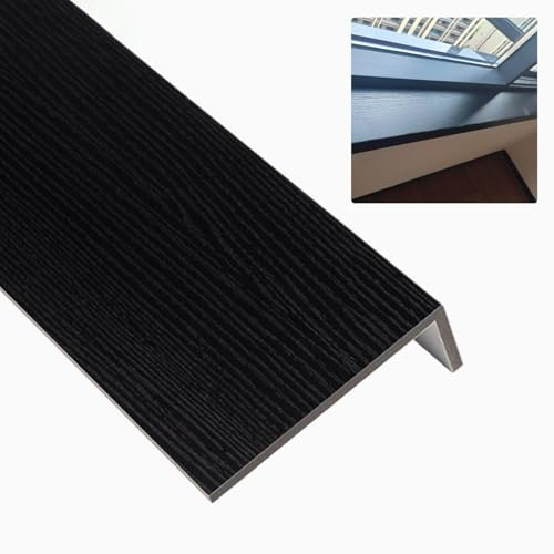 Window Sill Protectors Home Decorative Window Sill Board Capping, Wood Texture Window Sill Ledge Cover Bay for Porch/Balcony, Acrylic Waterproof Window Sill Cover(Black,60x25cm/23.6x9.8in)