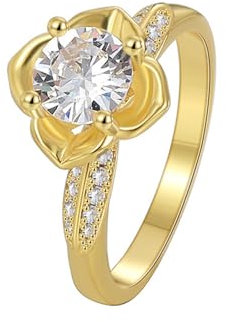 Whoiy Vorsteckring für Ehering Gr. 60 (19.1) für Frauen, Wedding Ring Damen 750 Gelbgold Solitär mit 0.8ct Moissanit