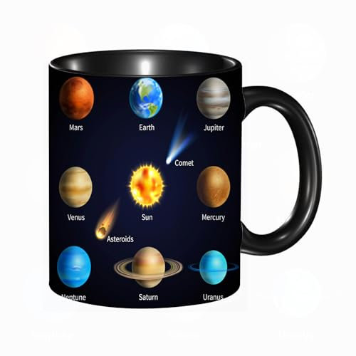 HRRASFAZF Taza divertida de cerámica de 11 onzas,Planetas y objetos espaciales del solar educativos y realistas Astero,Tazas Originales de Desayuno - Graciosos Ideas para Regalos - Cerámica 330 ml