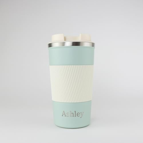 cribstar Taza de viaje personalizada grabada con aislamiento | Vaso de acero inoxidable | Taza de té/café de doble pared | A prueba de fugas y reutilizable | Mantiene las bebidas calientes 12h / frías