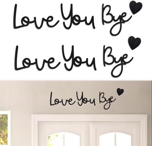 BDHYYM 2 Set Love You Bye Above Door Sign, Love You Bye Sign for Wall Decoration for Living Room, Black Wall Art for Hallway Decor with Double Tape, Home Decoration