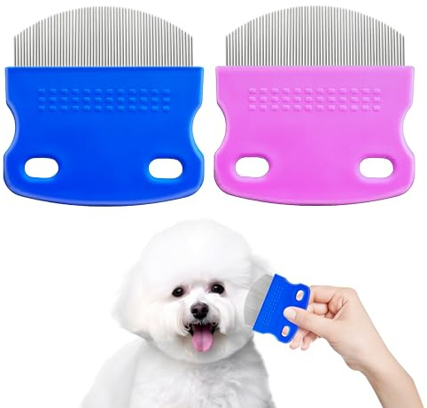 2 Pack Professional Eye Comb For Pets,Stainless Steel Tear Stain Remover,Flea Lice Comb,For Cats & Dogs,Gentle Round-Head Grooming Tool,Precisely Removes Stains, Dirt And Debris From The Eye Area