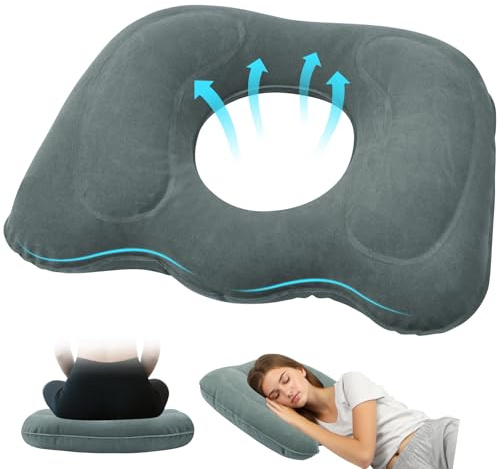 HAGOT Coussin d’Assise Gonflable, Coussin Hemorroides, Coussins Assise Ergonomique, pour Chaises de Bureau, Coussin de Voyage, Gris