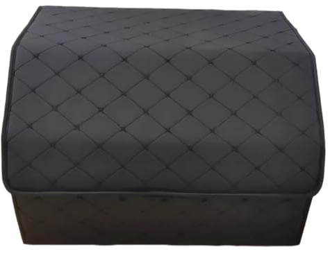 Organisateur de coffre de voiture Organisateur coffre pliable avec couvercle 2 compartiments Boîte stockage voiture en cuir capacité
