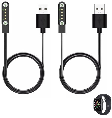2 Pièces Câbles Chargeur Magnétique Montre Connectée Enfant USB 4 Broches 7,62 mm, Câble Smartwatch Chargement Aimanté Compatible Smartwatch avec Protection Contre Surtension pour Recharge Sécurisée