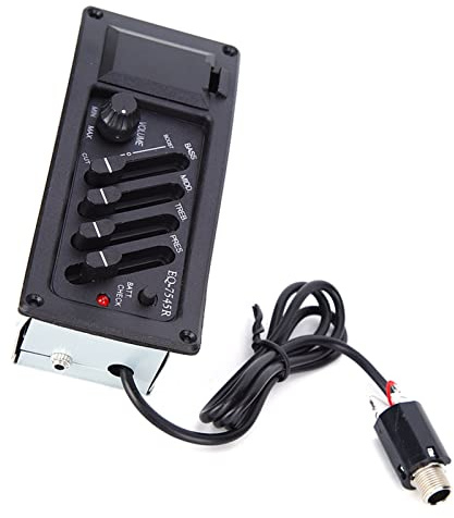 KIMISS Professionelle Akustikgitarren -Pickup EQ Classic Hölzer Akustik Elektrobox mit 4 Band EQ Control - Bestes Gitarren Pickup Kit & Accessoires