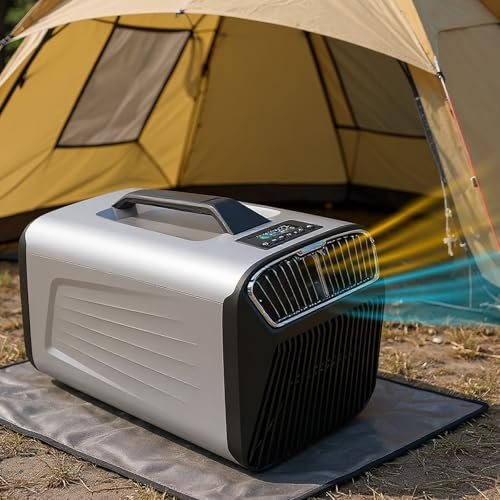 moupeaktain Aire Acondicionado Portátil De 5400BTU/5600BTU para 10㎡ con Funciones De Refrigeración, Sueño, Deshumidificación Y Ventilador, para Tiendas De Campaña, Caravanas O Casas Pequeñas,Silver